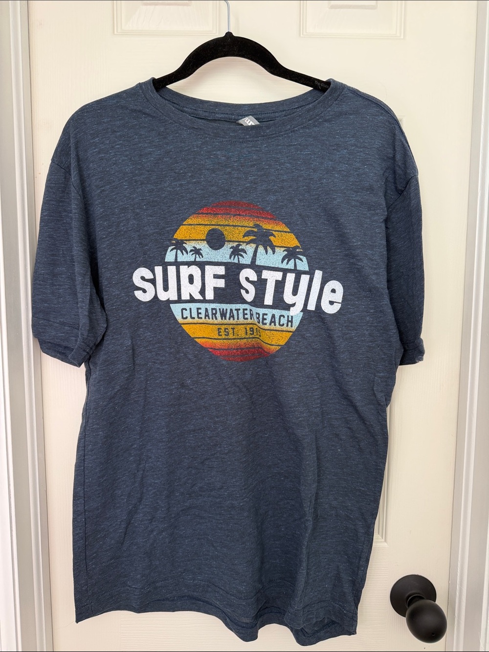 Surf Style Clearwater Beach Graphic Tee - Navy Blue